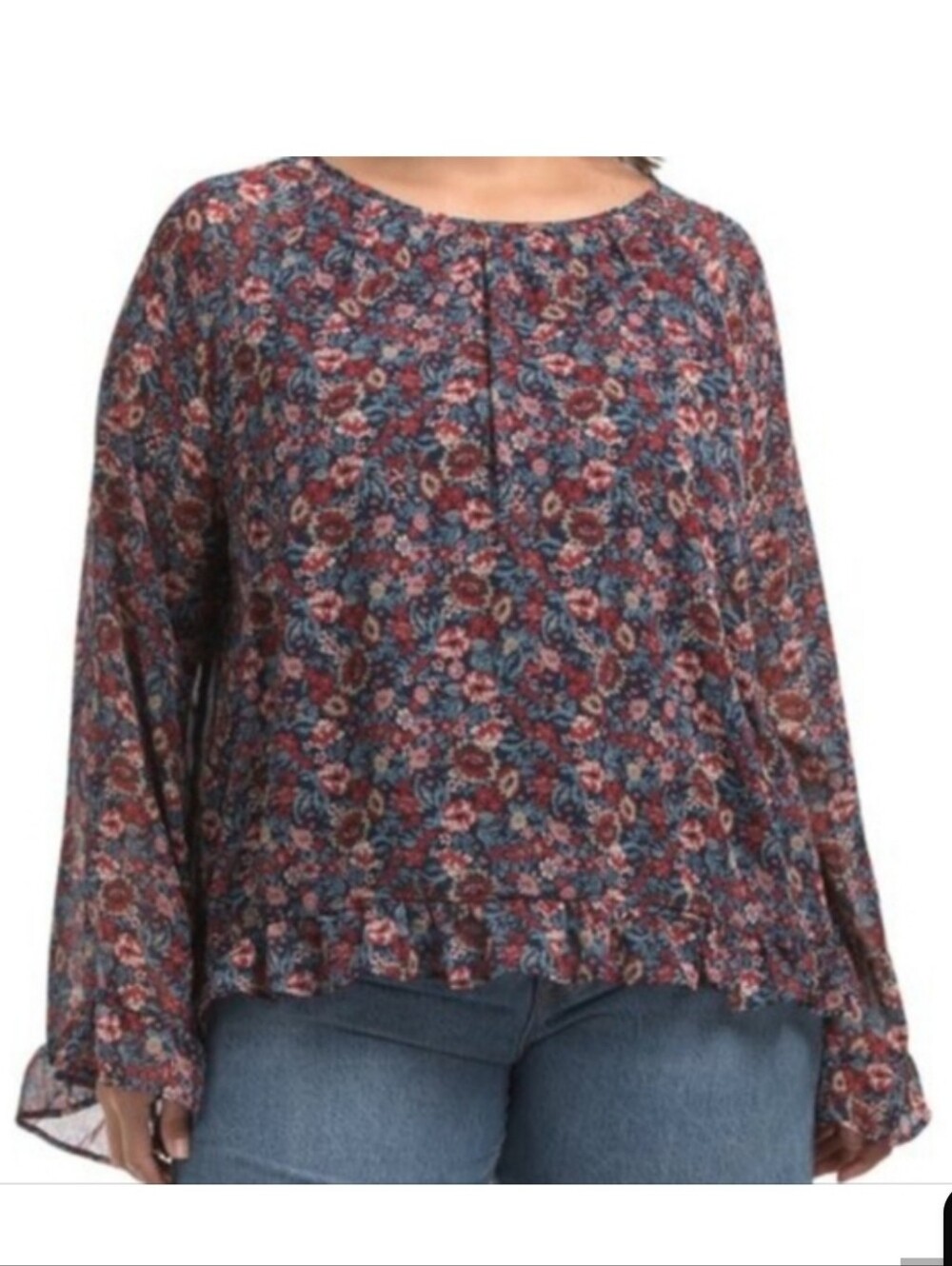 Gilli Floral Shear Sleeve Keyhole Back Tunic Blouse. NWT - Picture 9 of 9